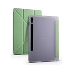 CetKing Samsung Galaxy Tab S8 Plus T970 ile Uyumlu Kılıf Tri Folding Silikon Kalem Bölmeli Katlanabilir Standlı Pu Deri Yumuşak Kapak, Tablet Kılıfı [kalem Alanı, Uyku Modlu] - Açık Yeşil