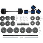 CetKing Spor 100 kg Düz Bar (150 Cm) Dambıl Dumbell Ağırlık Halter Seti Mavi Kapaklı
