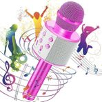 CetKing Usba+Tf Sd Kart+3.5mm Aux Girişli Bluetooth Karaoke Mikrofonu Pembe WNE0069