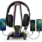 CetKing X-Base Kulaklık Için Stand Rgb Işıklı 3xusb Hub Çoklayıcı Port Ps5 ve Gamepad Standı 3,5mm Jack