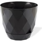 CetKing Yakamoz Prizma Saksı Drenajlı Tabaklı Plastik Çiçek Saksısı (Antrasit, 26 Lt)
