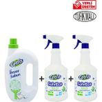 Cetris Sıvı Beyaz Sabun 1 lt & Cetris Solveco 2'li Yüksek Performanslı Leke Sökücü ve Yüzey Temizleyici Set