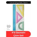 #Cetvel 4'Lü Geometri Çizim Seti Şeffaf Renkli Cetvel Gönye İletki Takımı Okul Öğrenci Teknik Resim Matematik Ölçüm Kırt