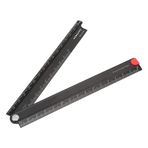 Cetvel, 90° katlanabilir alüminyum açılı cetvel, 0-300 mm, siyah cetvel, metal yazı gereçleri, makine üretimi için cam üretimi yedek aksesuar