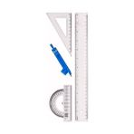Cetvel Seti Çizim Takımı 30 cm Cetvel Pergel Gönye Iletki Şeffaf Çizim Takımı Pergelli Çizim Seti 4 Parça - 41 Delft Blue