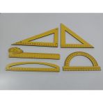 Cetvel Takımı 5 Li Set (3 mm Mdf) Matematik-Okul Için - Renkli