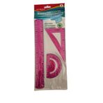 Cetvel Takımı Kırılmaz Esnek Silikonlu Kırılmaz 3lü Pembe 1 Paket Cetvel Seti Keyroad Dawing