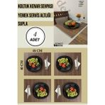 Ceviz (4 Adet) Çok Amaçlı Koltuk Kenar Sehpası, Supla, Yemek Servis Altlığı - 45 x 40 cm