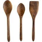 Ceviz Ağacı El Yapımı Tahta Kaşık ve Spatula Seti 30 Cm. - Ahşap Rengi