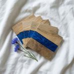 Ceviz & Mavi River Epoksi Bardak Altlığı Seti 6’lı, El Yapımı Ceviz Ahşap, 12X12 Cm, Modern & Şık Tasarım