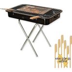 Çevre Portatif Ayaklı Mangal Orta Boy 50x33 Cm'lik Ahşap Saplı Izgara Telli