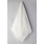 Cevval %100 Pamuk Kenarları Püsküllü 4 Kat 230 Gram 115 X100 cm Çok Amaçlı Müslin Bebek Battaniyesi - Kırık Beyaz - 115 x 100 cm