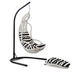 Cewi Elit Swing Beyaz Rattan Zebra Oturumlu Salıncak