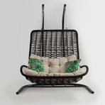 Cewi Konfor Swing Kahve Rattan Krem Oturumlu Salıncak