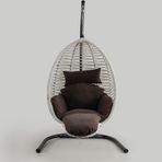 Cewi Max Swing Beyaz Rattan Kahve Oturumlu Salıncak