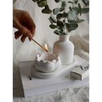 Cey Design Dekoratif Vintage Bohem Çizgili Lotus Vazo Mumluk Set 3 Parça English Home - Beyaz