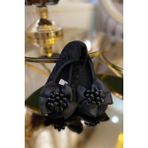 Ceyda Shoes Süslü Kurdelalı, Taşlı,kadife Ev,hac, Umre, Hediye, Günlük Çeyiz, Babet, Panduf, Patik, Gösteri Pisi 301 - Siyah