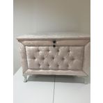 Çeyiz 17639 Sandık Kapitone Model 3Lü Pembe Kadifemsi Kumaş İçi Tela El Yapım