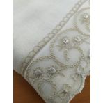 Çeyiz Bahçesi 50x90 cm Krem Sadem Fransız Güpürlü Kadife Havlu