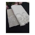 Çeyiz Bahçesi Aslım 2 Adet 50x90 cm Fransız Güpürlü Kadife Havlu Takımı