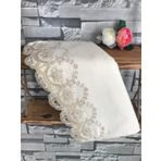 Çeyiz Bahçesi Aslım 50x90 cm Fransız Güpürlü Krem Kadife Havlu