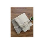 Çeyiz Bahçesi Çeyizlik Nimet 2'Li Kadife Havlu - 50 x 90 cm - Krem - Cappuccino