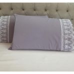 Çeyiz Bahçesi Fransız Güpürlü 2 Li Yastık Kılıfı - 50 x 70 cm - Gri - Antrasit