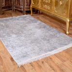 Çeyiz Diyarı 658201 Duru Gri Latex Kaymaz Taban Dijital Baskı Kadife 180x280 cm Halı