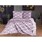 Çeyiz Diyarı Çift Kişilik Palmiye Çift Taraflı Yatak Örtüsü Takımı Mürdüm - 250 x 260 cm