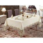 Çeyiz Diyarı Fransız Güpürlü Venüs Dantel Krem 160x260 cm 25 Parça Yemek Takımı