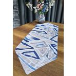 Çeyiz Diyarı Geometrik 35x115 cm Mavi Lüx Runner