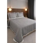 Çeyiz Diyarı Gonca Çift Taraflı Çift Kişilik Yatak Örtüsü 230x250 Gri