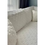 Çeyiz Diyarı Konik Kırlent Kılıfı Hediyeli 170X210 cm Pamuklu Koltuk Örtüsü Krem - 170 x 210 cm