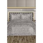 Çeyiz Diyarı Laçin Dolgulu Kadife Çift Kişilik Yatak Örtüsü Gri - 260 x 270 cm