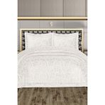 Çeyiz Diyarı Laçin Dolgulu Kadife Çift Kişilik Yatak Örtüsü Krem - 260 x 270 cm