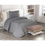 Çeyiz Diyarı Meltem Modern Tek Kişilik Yatak Örtüsü Gri Pamuk Saten 180 x 240 cm 1 Adet Yastık