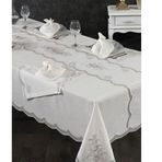 Çeyiz Diyarı Nazlı Fransız Dantelli 25 Parça Krem Yemek Takımı