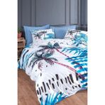 Çeyiz Diyarı Palm Pamuk Çift Kişilik Nevresim Takımı Mavi - 200 x 220 cm