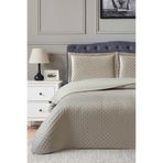 Çeyiz Diyarı Parma Çift Kişilik Lüks Kadife 240x260 cm Yatak Örtüsü Bej