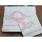 Çeyiz Diyarı Rose Nakışlı %100 Pamuklu 6 Parça Nevresim Takımı Krem - 200 x 220 cm