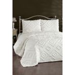 Çeyiz Diyarı Samira 3 Parça Çift Kişilik Pike Takımı Krem Pamuk - Polyester Düz Desen - 235x250 cm