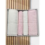 Çeyiz Diyarı Sevgi Hamam Takımı 4 Parça Krem - Pudra - 80 x 150 cm