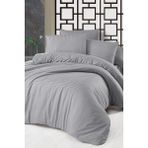 Çeyiz Diyarı Stripe Tek Kişilik Pollysaten Nevresim Takımı Gri - 200 x 220 cm