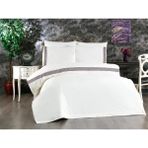 Çeyiz Diyarı Tomira Dantelli 6 Parça Çift Kişilik Krem Mürdüm 200x220 cm Nevresim Takımı