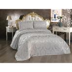 Çeyiz Diyarı Toprak Jakarlı Şönil Yatak Örtüsü Gri - 230 x 250 cm