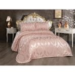 Çeyiz Diyarı Toprak Jakarlı Şönil Yatak Örtüsü Pudra - 230 x 250 cm