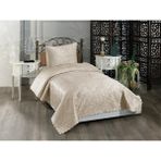 Çeyiz Diyarı Velica Tek Kişilik Kadife Yatak Örtüsü Krem - 180 x 230 cm - Antrasit