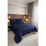 Çeyiz Diyarı Velmira Jakarlı Kadife Elyaf Dolgulu Yatak Örtüsü 240x240 cm Lacivert