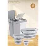 Çeyiz Seti 80 Lt Kirli Sepeti 38 Lt Çamaşır Selesi Gri 12 lt Katlanabilir Kova ve Maşrapa