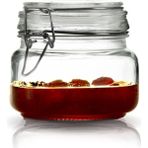 Çeyizde 3'lü Korken Kare Kavanoz 500 ml Vakumlu Kilitli Cam Saklama Kavanozu - Şeffaff - 3 Adet
